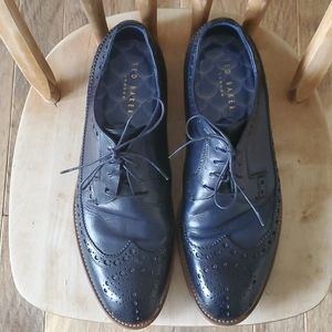 Mens Ted Baker navy blue Derby Brogue wing tip shoe